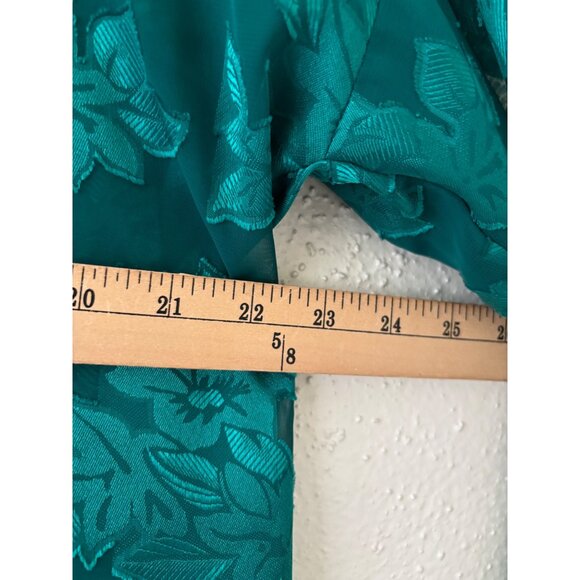 Victorias Secret Gold Label Womens Emerald Green  Floral Sheer Pajamas Set VTG - Picture 9 of 12